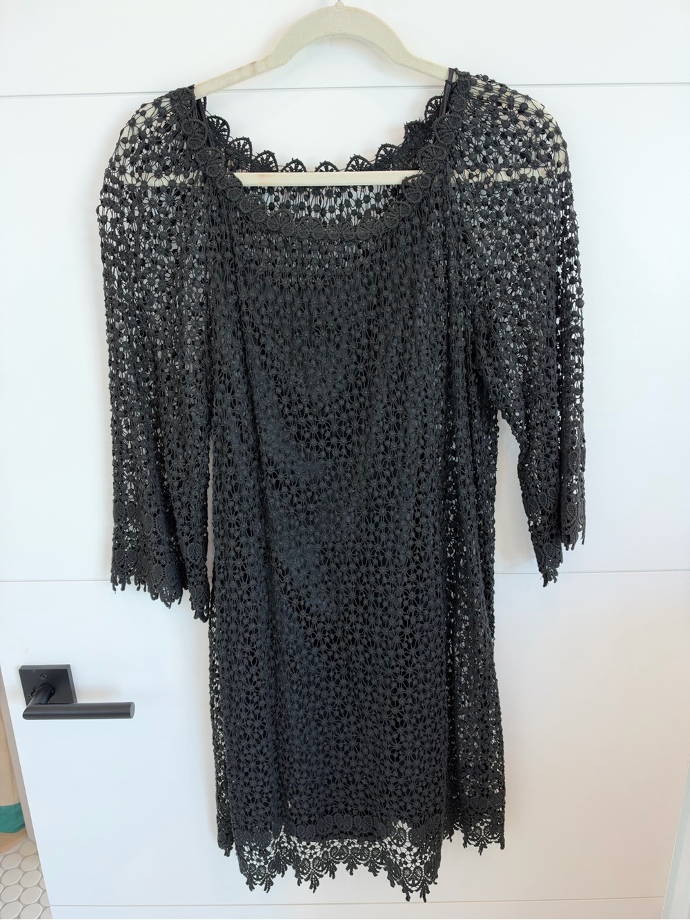 Studio M Black Crochet Lace Long Sleeve Dress